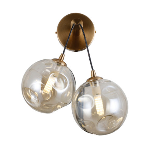 Wall lamp Lux Perlos – LED wall lamp in honey brass and steel